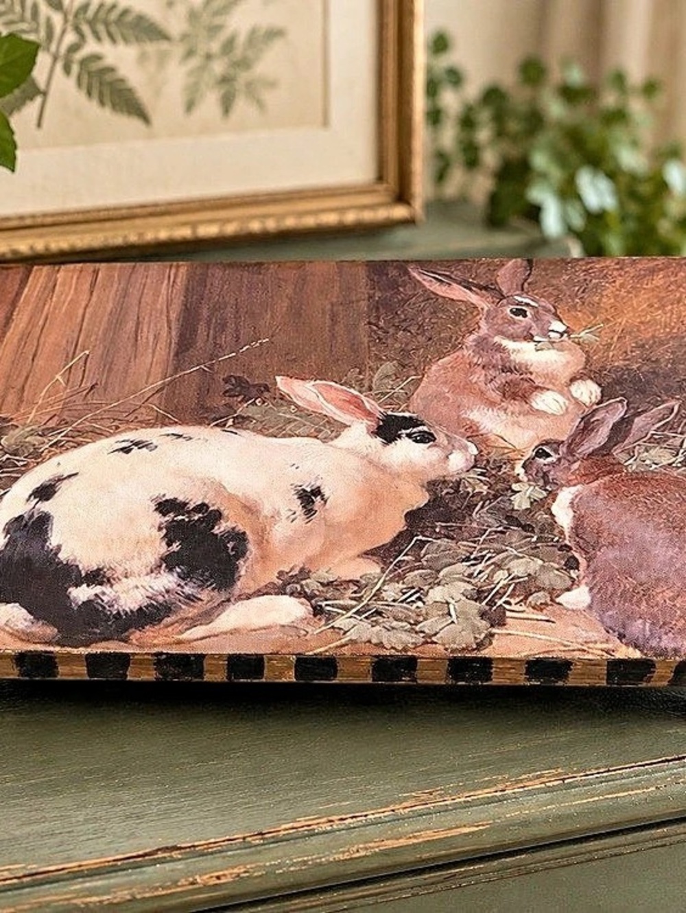 Vintage Rabbit Artwork Wooden Display Riser - Picture 2 of 4